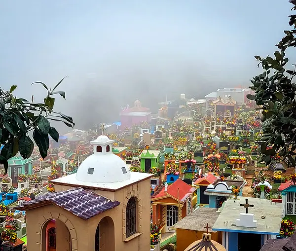Zinacantán cemetery in the morning mist